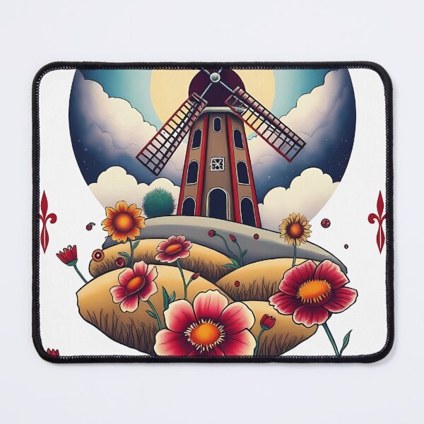 Item preview, Vibrant Floral Windmill Design with Artistic Details   designed and sold by AHMEDMAMADO.