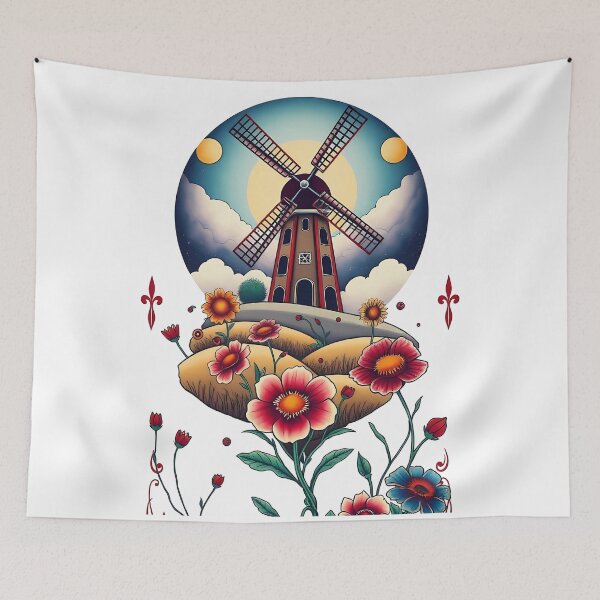 Item preview, Vibrant Floral Windmill Design with Artistic Details   designed and sold by AHMEDMAMADO.