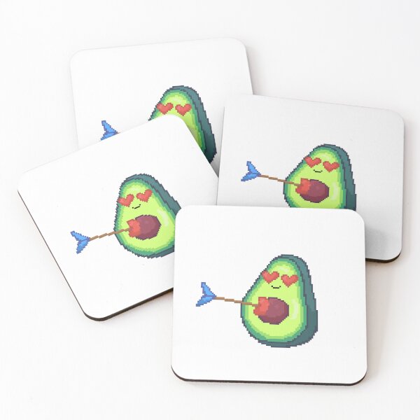 Item preview, pixel art of kawaii avocado arrowed by cupid with a heart arrow victim of love designed and sold by ZerpaGiovanna.