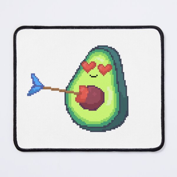 Item preview, pixel art of kawaii avocado arrowed by cupid with a heart arrow victim of love designed and sold by ZerpaGiovanna.