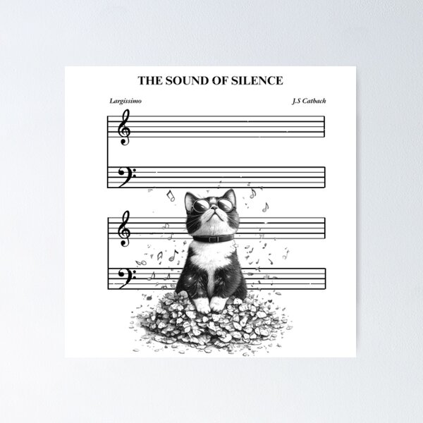 Item preview, The Sound of Silence - Musician Cat designed and sold by Guesso.