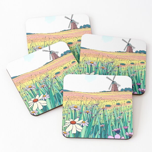 Item preview, Windmill in a Field of Blooming Wildflowers   designed and sold by AHMEDMAMADO.