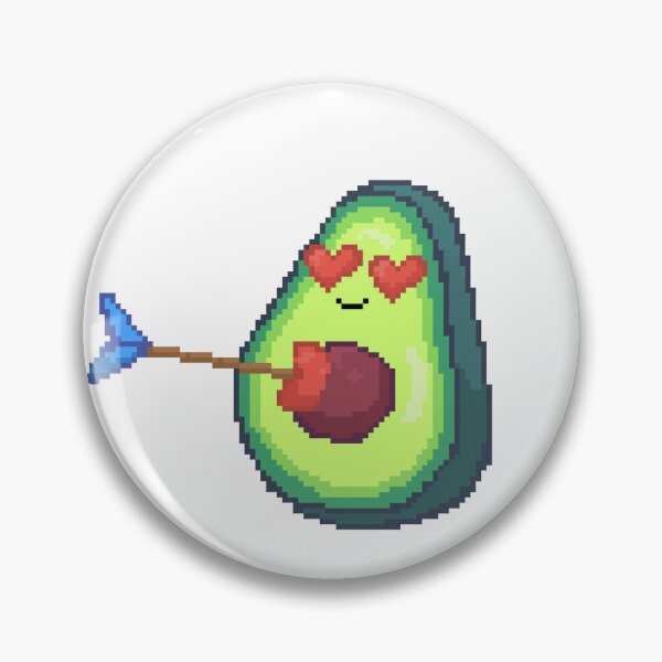 Item preview, pixel art of kawaii avocado arrowed by cupid with a heart arrow victim of love designed and sold by ZerpaGiovanna.