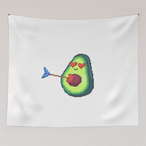 Item preview, pixel art of kawaii avocado arrowed by cupid with a heart arrow victim of love designed and sold by ZerpaGiovanna.