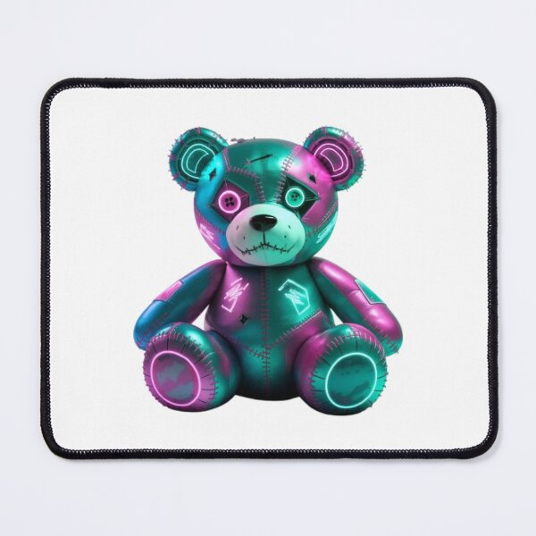 Item preview, Neon Patchwork Cyber Teddy Bear – Futuristic Glow Plush Design designed and sold by GemBob Creations.