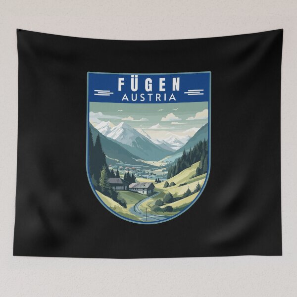 Item preview, Fügen in the Zillertal Austria (Tirol) Retro Travel Art Badge designed and sold by MaateoDesign.