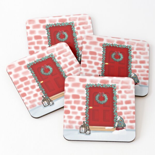 Item preview, Red christmas door with tree designed and sold by designbyleaz.