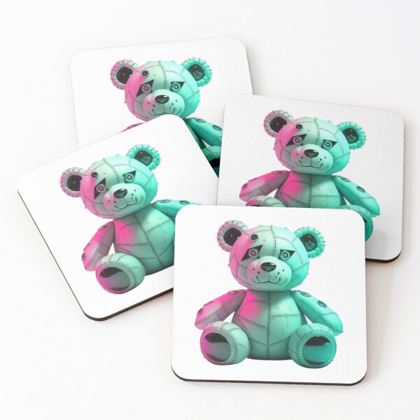 Item preview, Cyber Teddy Bear in Aqua and Pink – Futuristic Patchwork Glow Design designed and sold by GemBob Creations.