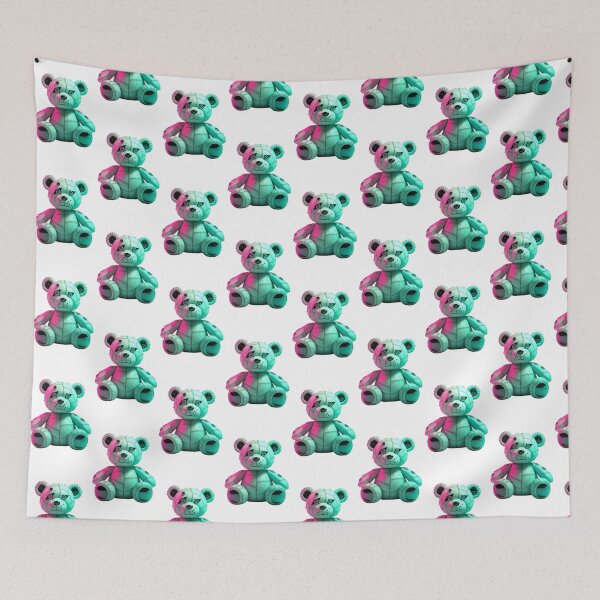 Item preview, Cyber Teddy Bear in Aqua and Pink – Futuristic Patchwork Glow Design designed and sold by GemBob Creations.