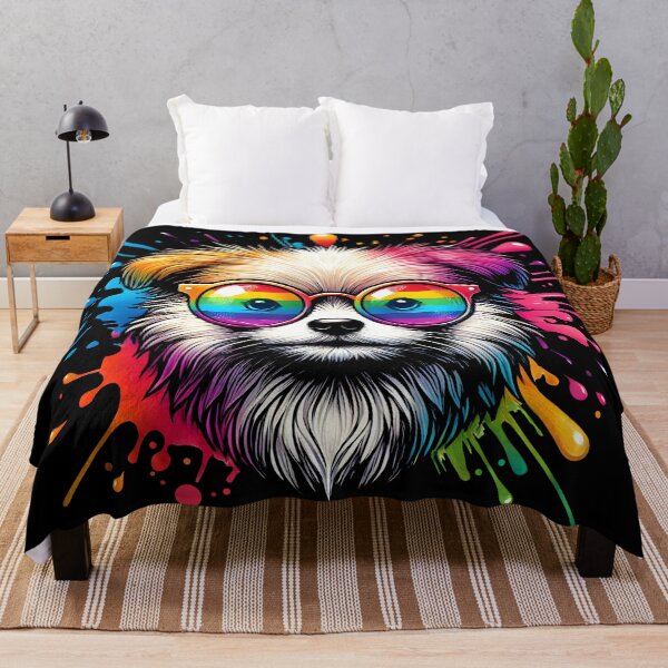 Item preview, Colorful Dog Portrait with Rainbow Glasses designed and sold by DrawHandArt.