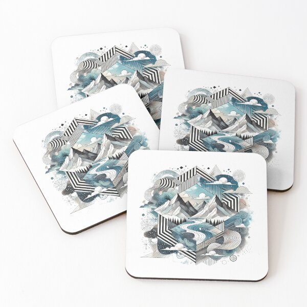 Item preview, Winter Mountain Adventure Abstract Watercolor Art | Unique Outdoor Decor designed and sold by MiszungART.