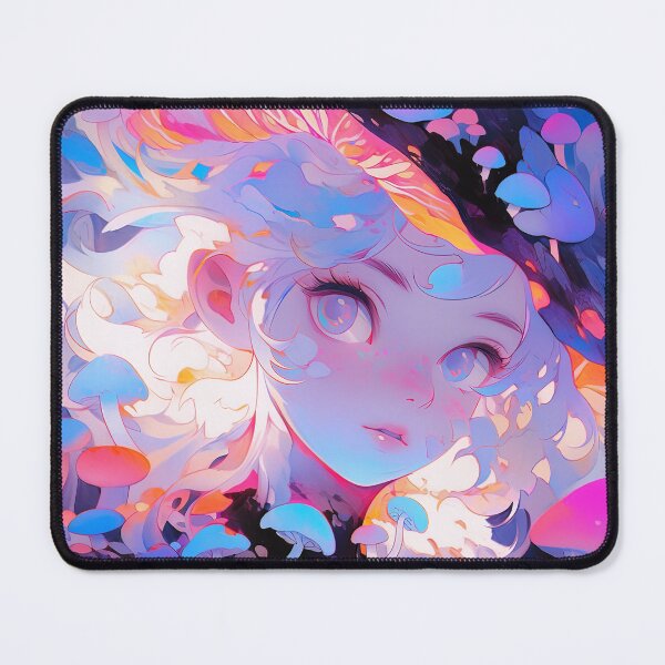 Item preview, Enchanted Pastel Glow Mushrooms Anime Girl designed and sold by bubblegoth.
