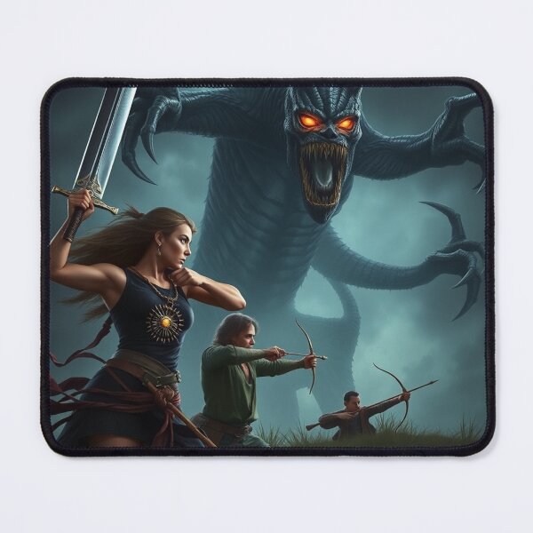 Item preview, Two people, a woman and a man, fighting a monster designed and sold by timedesignkardi.
