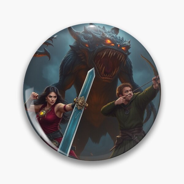 Item preview, Two people, a woman and a man, fighting a monster designed and sold by timedesignkardi.