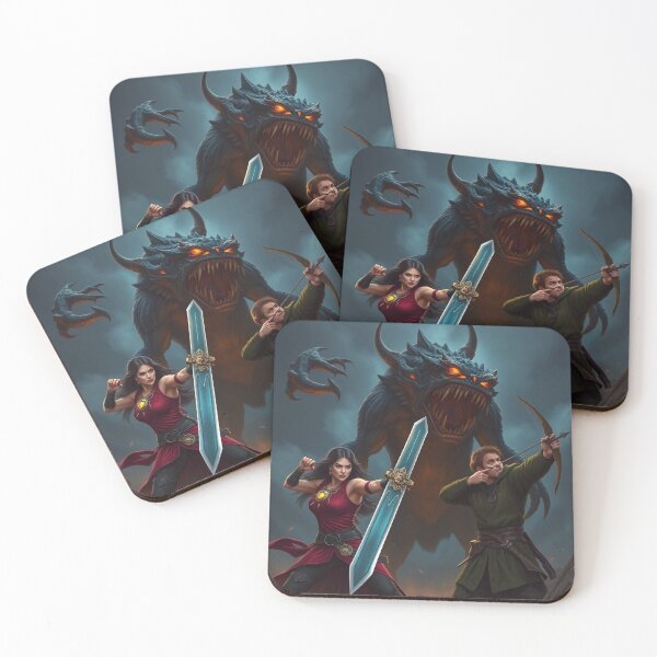 Item preview, Two people, a woman and a man, fighting a monster designed and sold by timedesignkardi.