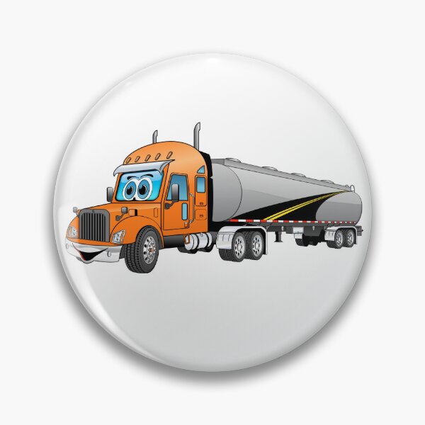 Item preview,  Orange semi silver tanker truck cartoon with road decal designed and sold by Scott Hayes.