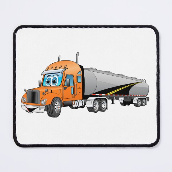 Item preview,  Orange semi silver tanker truck cartoon with road decal designed and sold by Scott Hayes.