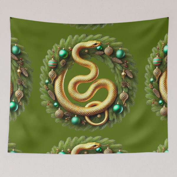Item preview, Luxurious Holiday Wreath with Golden Snake designed and sold by Sadia  Jannat.