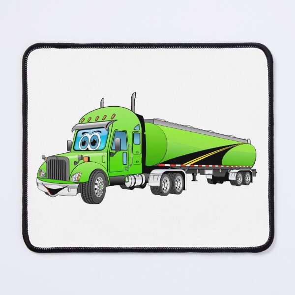 Item preview, Green semi tanker truck cartoon with road decal designed and sold by Scott Hayes.