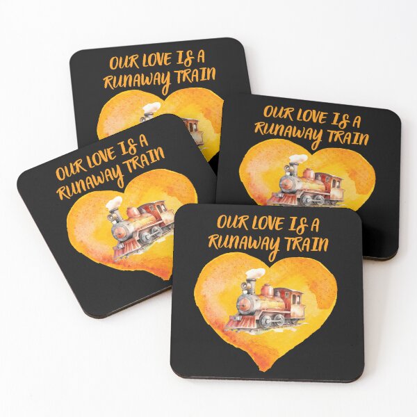Item preview, OUR LOVE IS A RUNAWAY TRAIN, funny gift for valentine's day for train crew and train lovers designed and sold by FelkMariShop.