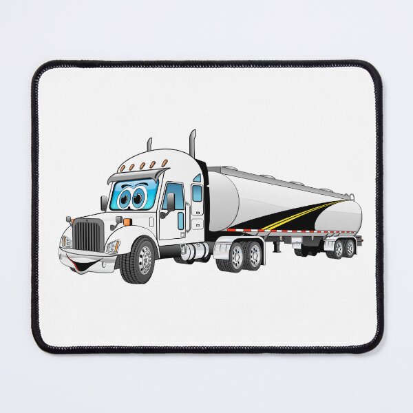 Item preview, White semi tanker truck cartoon with road decal designed and sold by Scott Hayes.