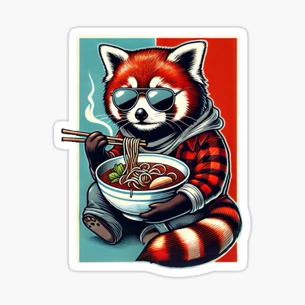 Red Panda Eating Ramen Sticker