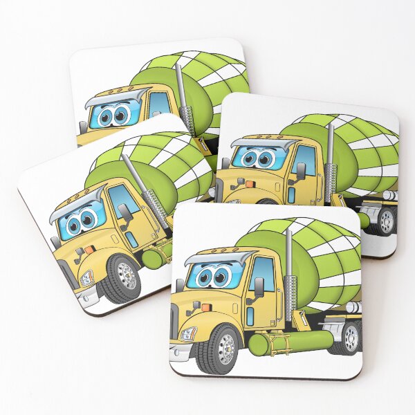 Item preview, Yellow green cement concrete mixer cartoon designed and sold by Scott Hayes.