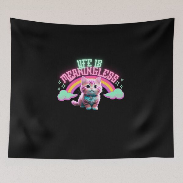 Item preview, cute cat with sparkles sitting between clouds and rainbow  designed and sold by paggorek.
