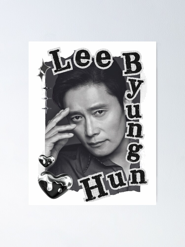 Lee Byung-hun Korean Actor Black and White Collage Design