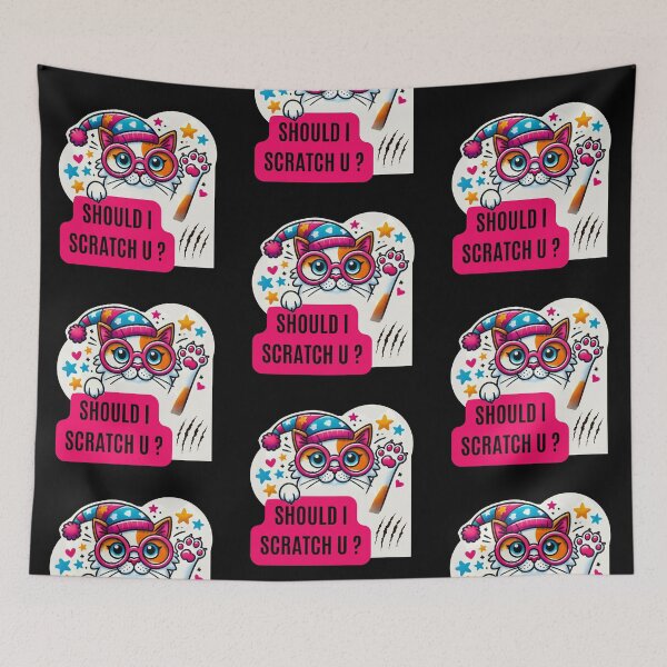Item preview, Funny Cat Illustration - Should I Scratch You? designed and sold by Psycho-Crazy.