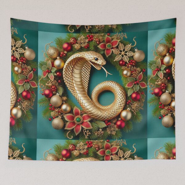 Item preview, Intricate Golden Snake in Christmas Frame designed and sold by Sadia  Jannat.