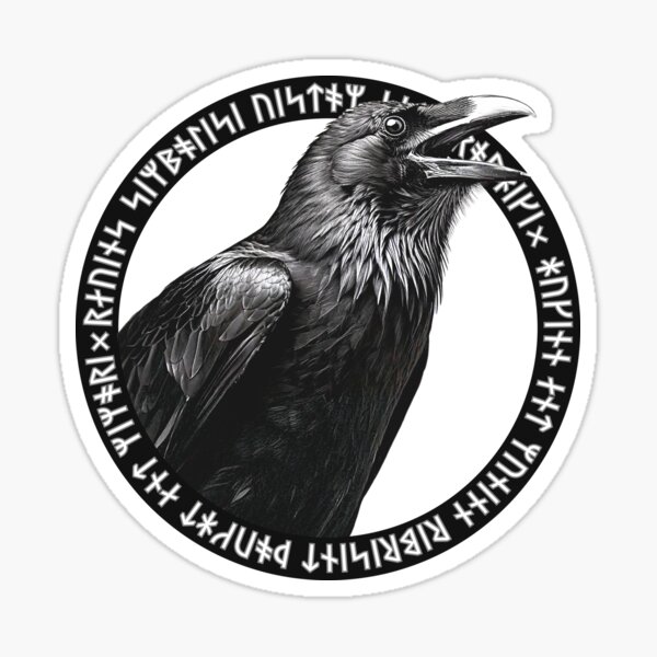 Item preview, Raven with runic circle designed and sold by Nordic-Steel.