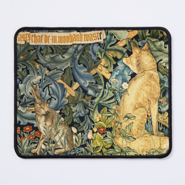 Item preview, GREENERY, FOREST ANIMALS ,FOX AND HARE Blue Green Floral  designed and sold by BulganLumini.