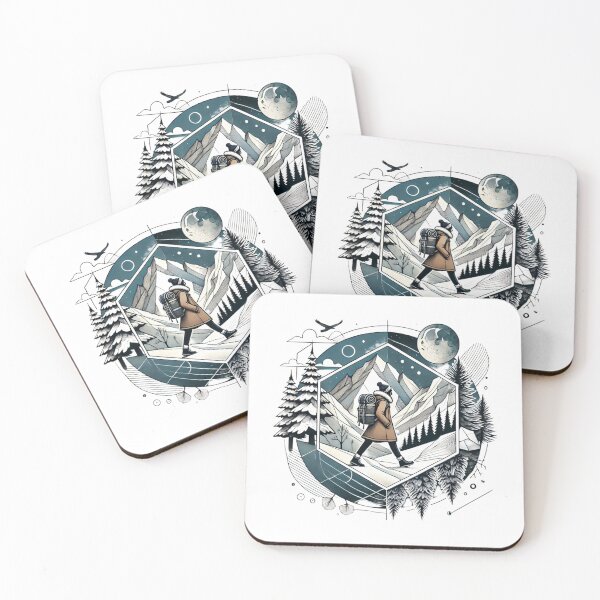 Item preview, Winter Mountain Adventure Abstract Watercolor Art | Unique Outdoor Decor designed and sold by MiszungART.