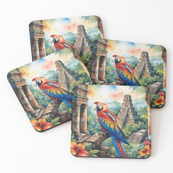 Item preview, Mesoamerican Parrot Dreaming in Vibrant Colors designed and sold by WaterBirdArt.