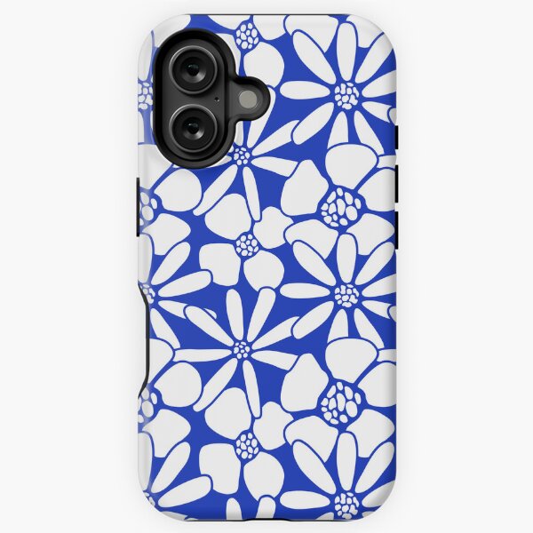 Bold Blue and White Floral Pattern | Modern Nature-Inspired Design iPhone Tough Case