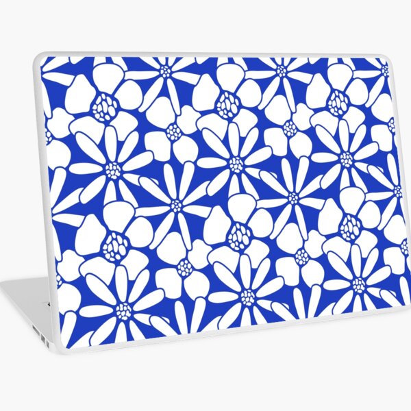 Bold Blue and White Floral Pattern | Modern Nature-Inspired Design Laptop Skin