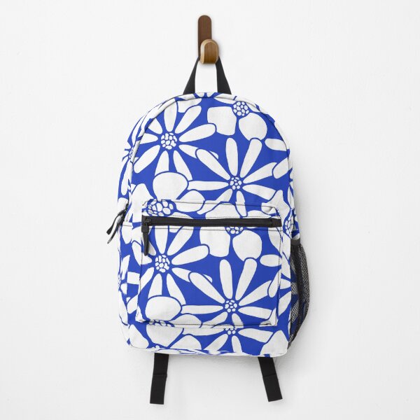 Bold Blue and White Floral Pattern | Modern Nature-Inspired Design Backpack