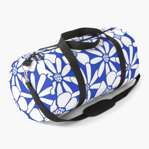 Bold Blue and White Floral Pattern | Modern Nature-Inspired Design Duffle Bag