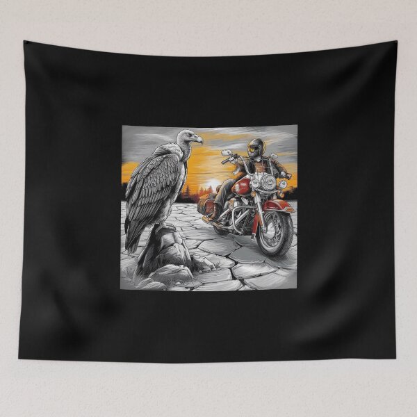 Item preview, Desert Rider with Vulture at Sunset - Biker Art designed and sold by love3617.