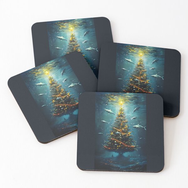 Item preview, Underwater Christmas Tree with Sharks – Magical Ocean Scene designed and sold by Amr Siam.