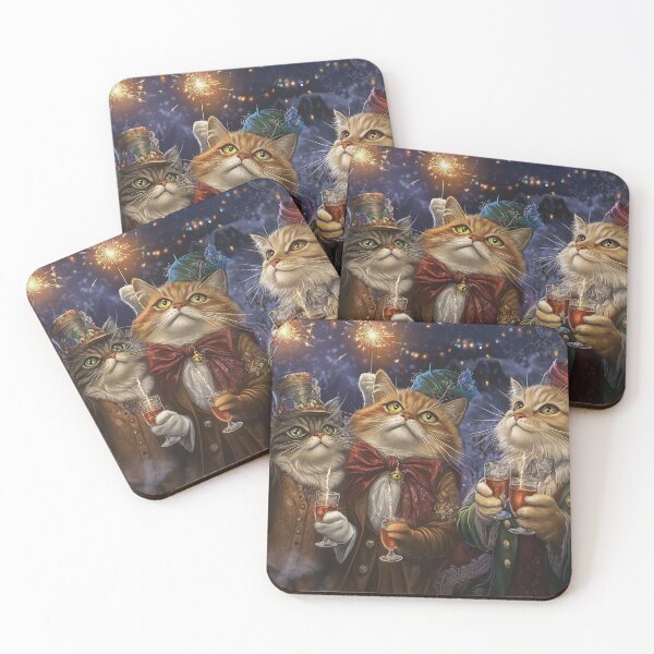 Item preview, New Year's Delight- Fancy Felines designed and sold by ACuriousshoppe.