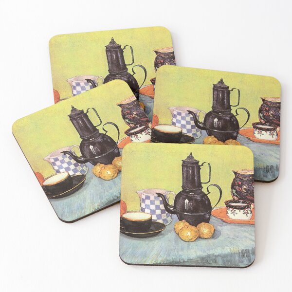 Item preview, Still Life With Blue Enamel Coffeepot, Earthenware And Fruit designed and sold by irynaartbyim.