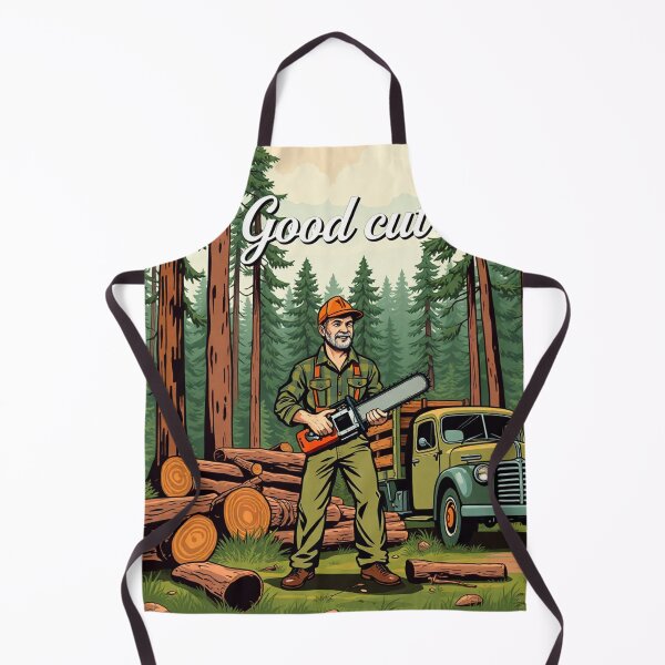 Item preview, A lumberjack cutting a tree in the forest with the inscription: good cut designed and sold by timedesignkardi.