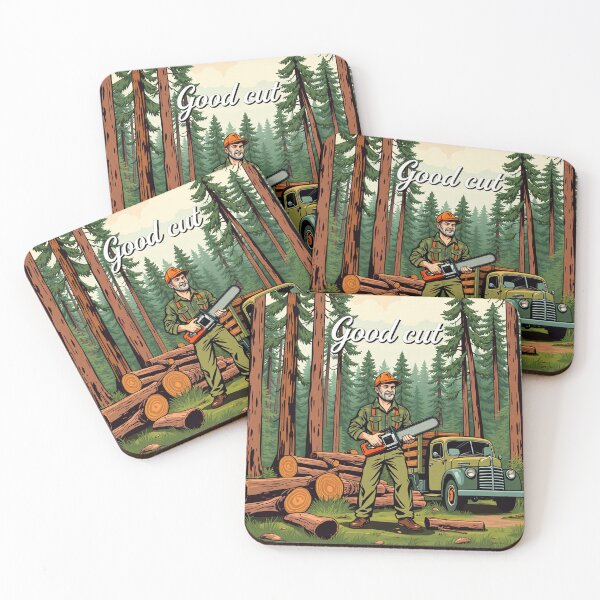 Item preview, A lumberjack cutting a tree in the forest with the inscription: good cut designed and sold by timedesignkardi.