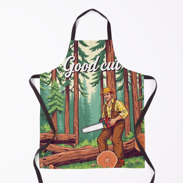 Item preview, A lumberjack cutting a tree in the forest with the inscription: good cut designed and sold by timedesignkardi.