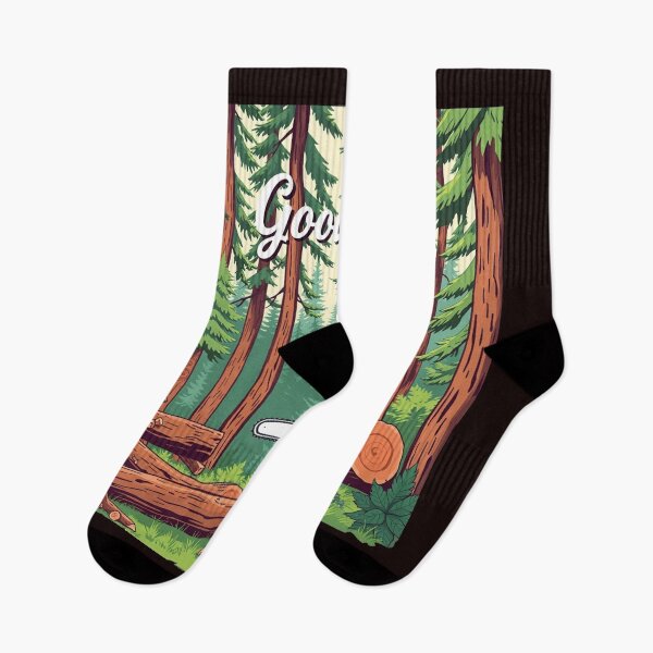 Item preview, A lumberjack cutting a tree in the forest with the inscription: good cut designed and sold by timedesignkardi.