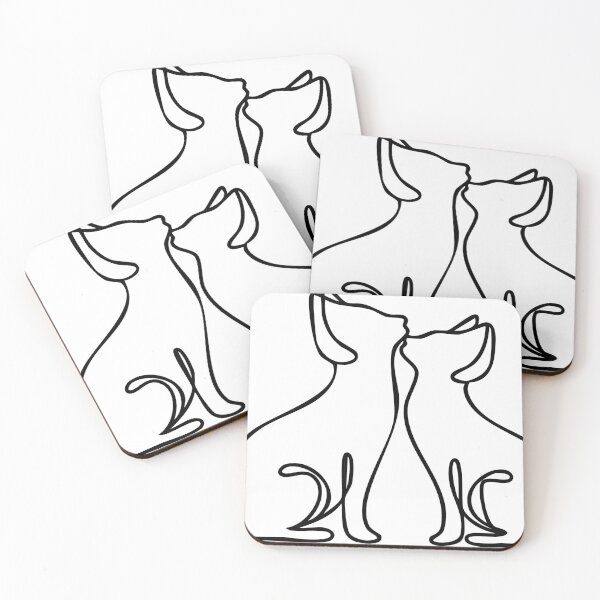 Item preview, Two cats minimalist line drawing designed and sold by djvaro.
