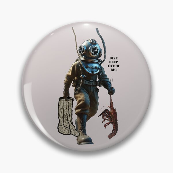 Item preview, Helmet Diving Diver Catching a Spiny Lobster Underwater URM designed and sold by urmaddad.