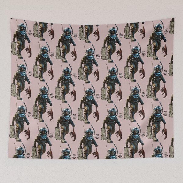 Item preview, Helmet Diving Diver Catching a Spiny Lobster Underwater URM designed and sold by urmaddad.